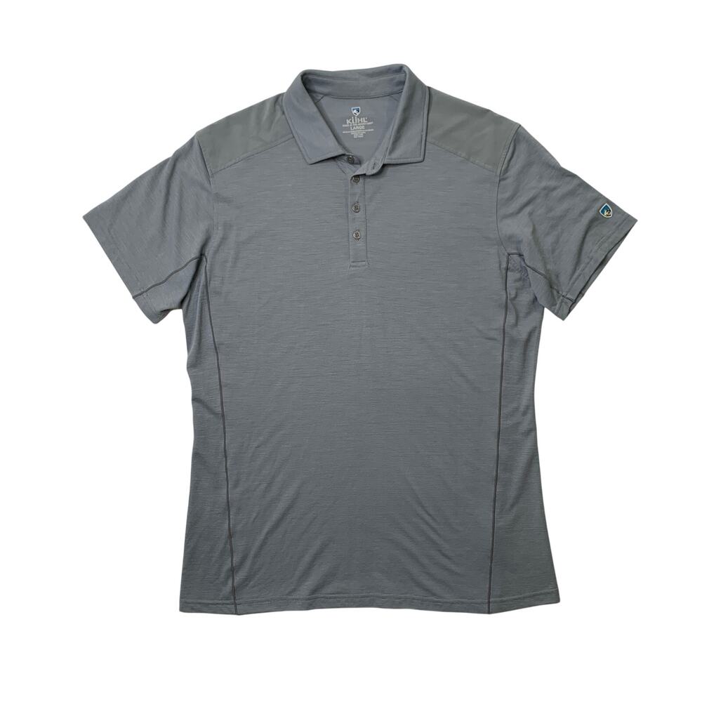 Kuhl Shirt Mens L Large Blue Gray Virtuoso Polo Wool Blend Optimal Thermal